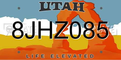 8JHZ085 Utah License Plate