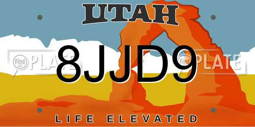 8JJD9 Utah License Plate