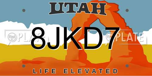 8JKD7 Utah License Plate