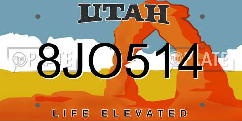 8JO514 Utah License Plate