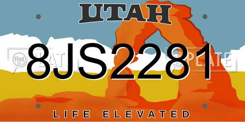 8JS2281 Utah License Plate