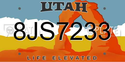 8JS7233 Utah License Plate