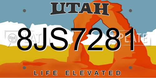 8JS7281 Utah License Plate