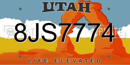 8JS7774 Utah License Plate