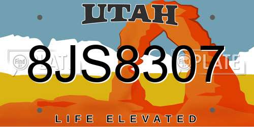 8JS8307 Utah License Plate