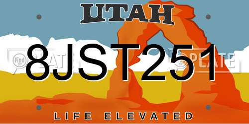8JST251 Utah License Plate