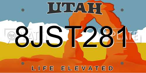8JST281 Utah License Plate