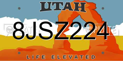 8JSZ224 Utah License Plate