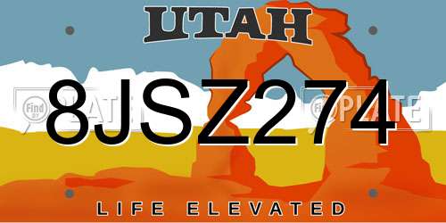 8JSZ274 Utah License Plate