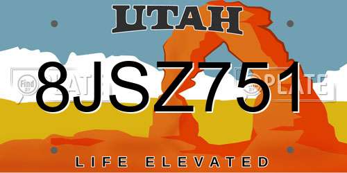 8JSZ751 Utah License Plate