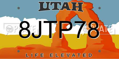 8JTP78 Utah License Plate