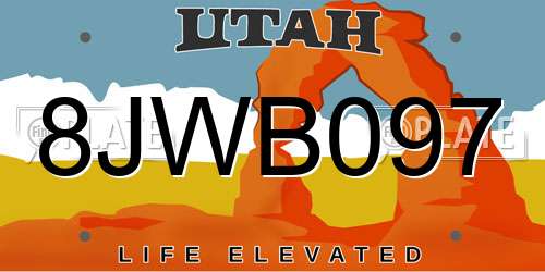 8JWB097 Utah License Plate