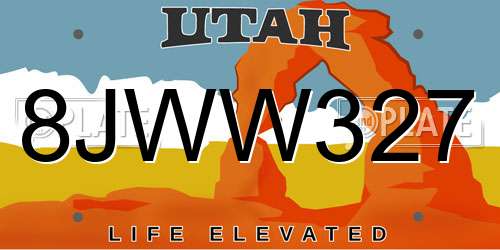 8JWW327 Utah License Plate