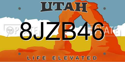 8JZB46 Utah License Plate