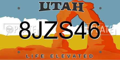 8JZS46 Utah License Plate