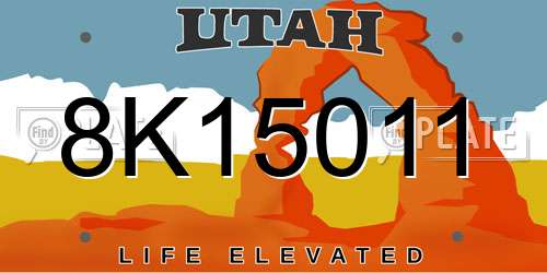 8K15011 Utah License Plate
