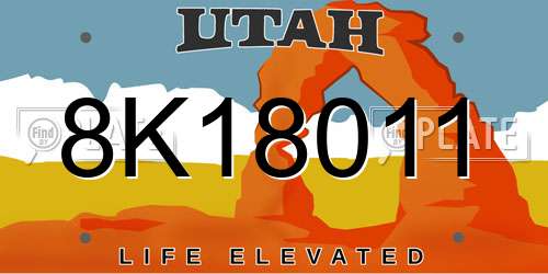 8K18011 Utah License Plate