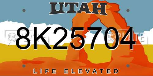 8K25704 Utah License Plate