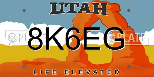 8K6EG Utah License Plate