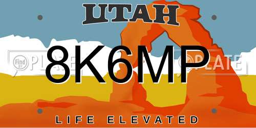 8K6MP Utah License Plate