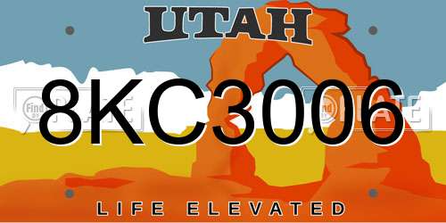 8KC3006 Utah License Plate