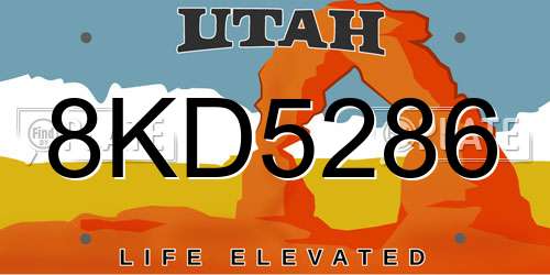 8KD5286 Utah License Plate