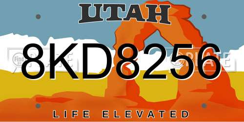 8KD8256 Utah License Plate