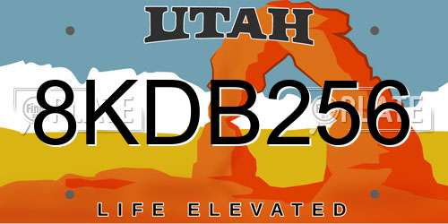 8KDB256 Utah License Plate