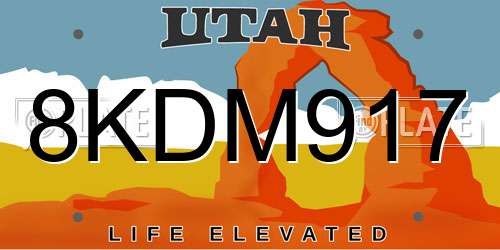 8KDM917 Utah License Plate