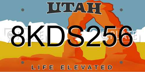 8KDS256 Utah License Plate