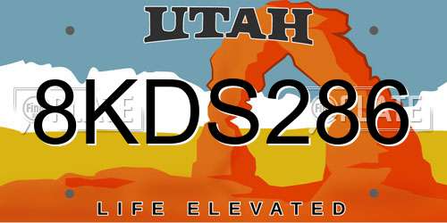 8KDS286 Utah License Plate
