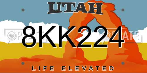 8KK224 Utah License Plate