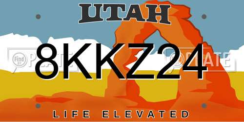 8KKZ24 Utah License Plate