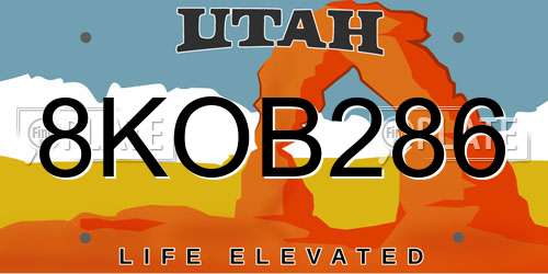 8KOB286 Utah License Plate