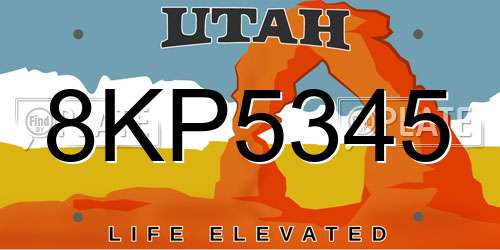 8KP5345 Utah License Plate