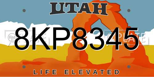 8KP8345 Utah License Plate