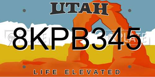 8KPB345 Utah License Plate