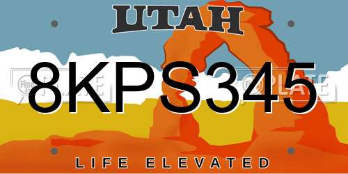8KPS345 Utah License Plate