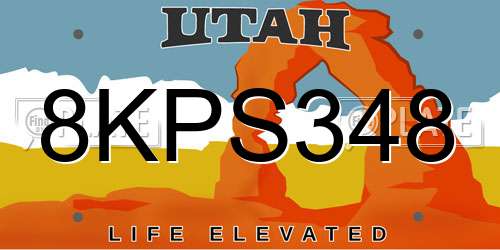 8KPS348 Utah License Plate