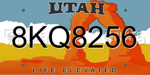 8KQ8256 Utah License Plate