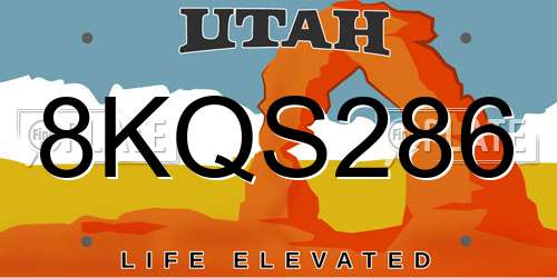 8KQS286 Utah License Plate