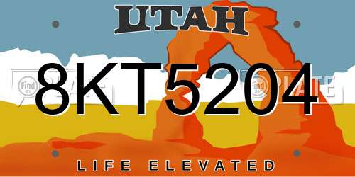 8KT5204 Utah License Plate