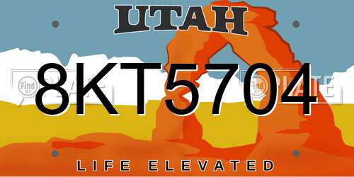 8KT5704 Utah License Plate