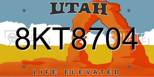 8KT8704 Utah License Plate