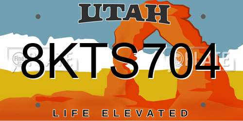 8KTS704 Utah License Plate