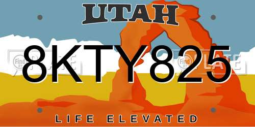 8KTY825 Utah License Plate