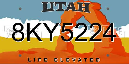 8KY5224 Utah License Plate