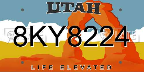 8KY8224 Utah License Plate
