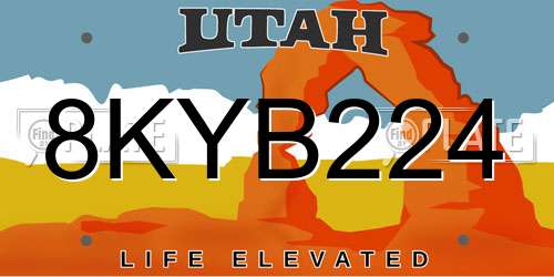 8KYB224 Utah License Plate