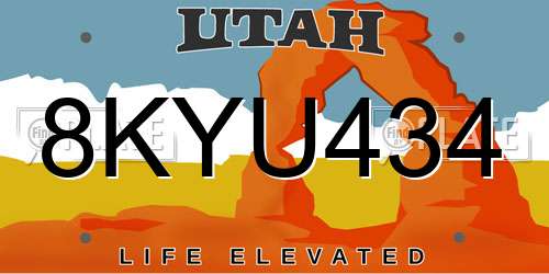 8KYU434 Utah License Plate